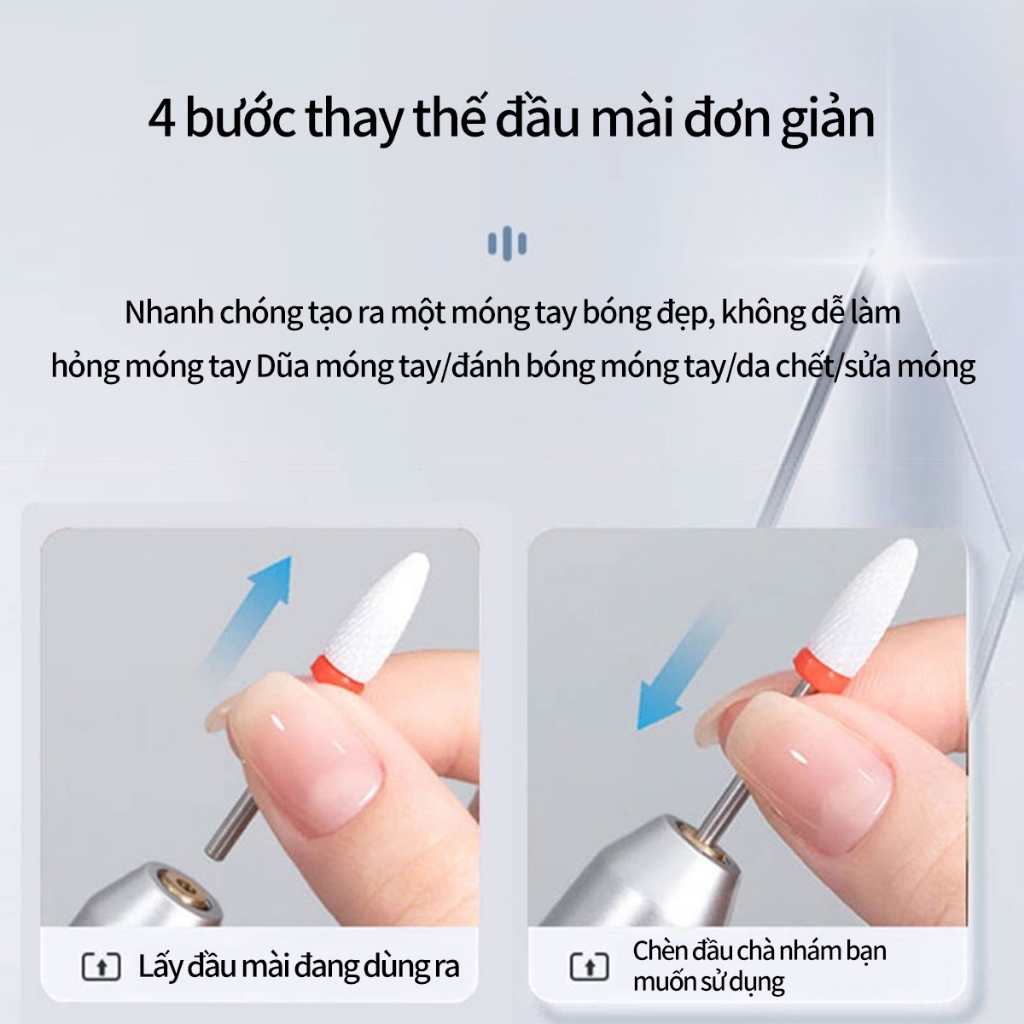 Máy mài móng tích điện cao cấp-siêu bền-Tặng Kèm Bộ Đầu Mài, Bảo Hành 12 Tháng