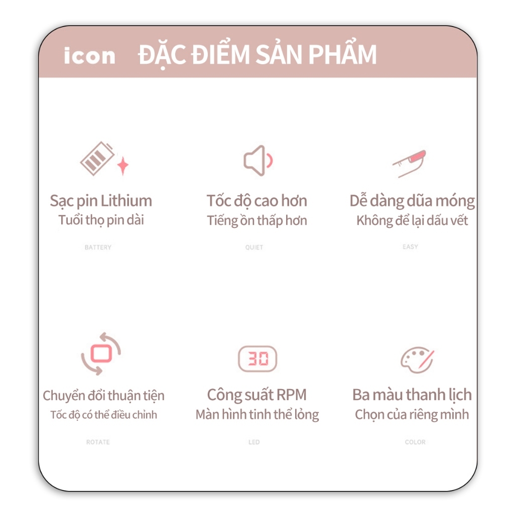 Máy mài móng tích điện cao cấp-siêu bền-Tặng Kèm Bộ Đầu Mài, Bảo Hành 12 Tháng