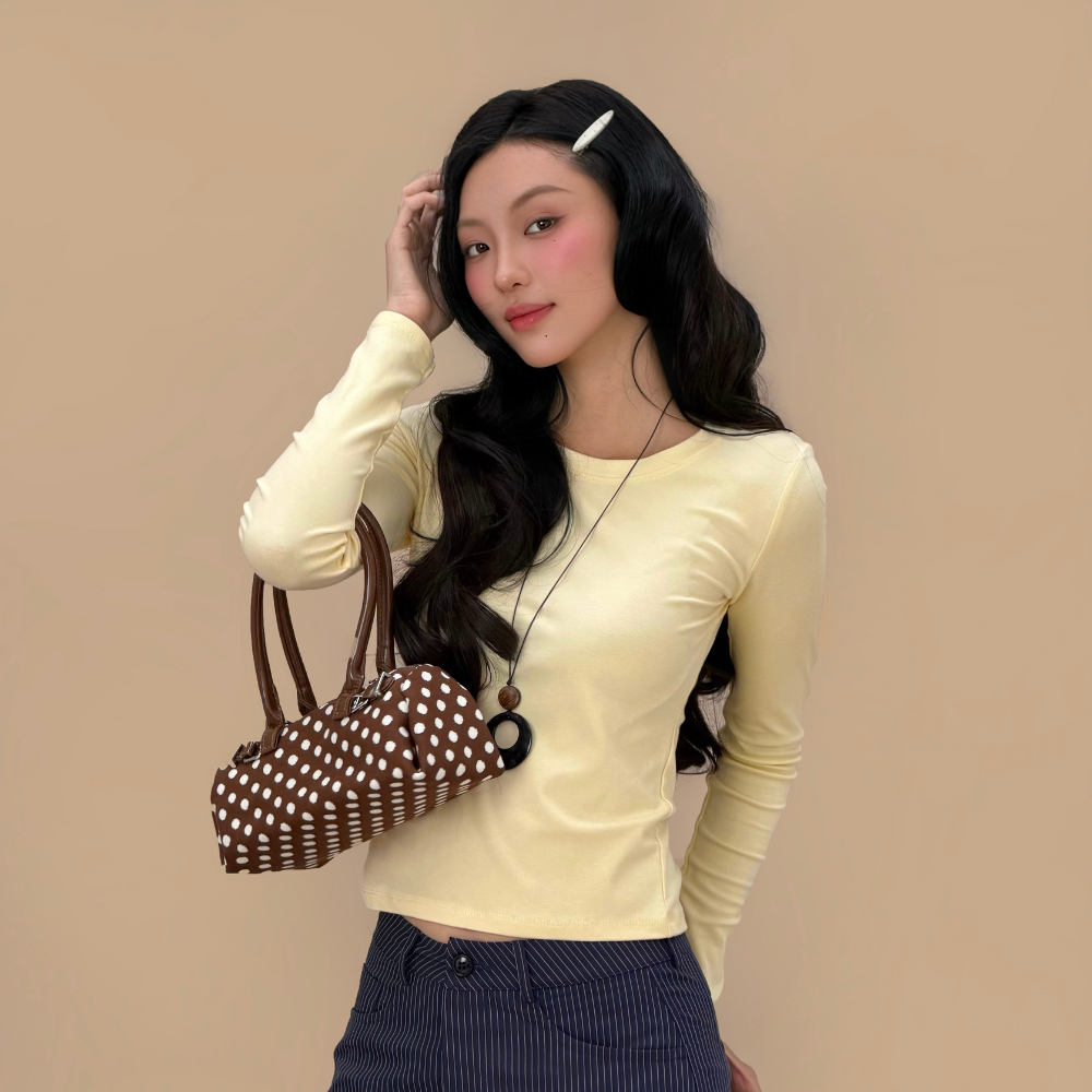 Áo kiểu basic tay dài cổ tròn Basic Miều Est.2013 ôm dáng basic dễ phối đồ