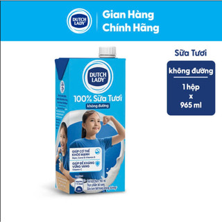 Hộp Sữa Tươi Tiệt Trùng Dutch Lady Không Đường 965ml