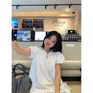 𝐌𝐲𝐫𝐭𝐥𝐞 𝐁𝐚𝐛𝐲𝐝𝐨𝐥𝐥 - Áo babydoll nữ, áo sơ mi kiểu thiết kế cổ nhún xếp ly tay bồng nhien.official NAS00060