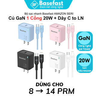 Bộ Sạc Nhanh Basefast B26 Củ Sạc PD20W Kèm Cáp Sạc Cho 8 Plus/Xr/Xs/11/12/13/14 Pro Max