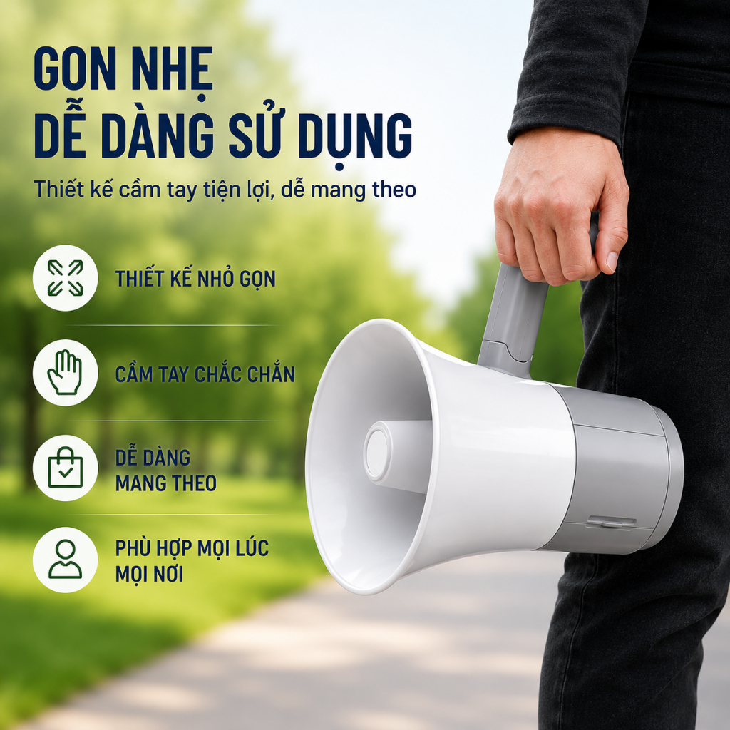 Loa Phóng Thanh Cầm Tay Đa Năng Bluetooth 918L Thu Âm Phát Lại, Hỗ Trợ USB, Thẻ Nhớ