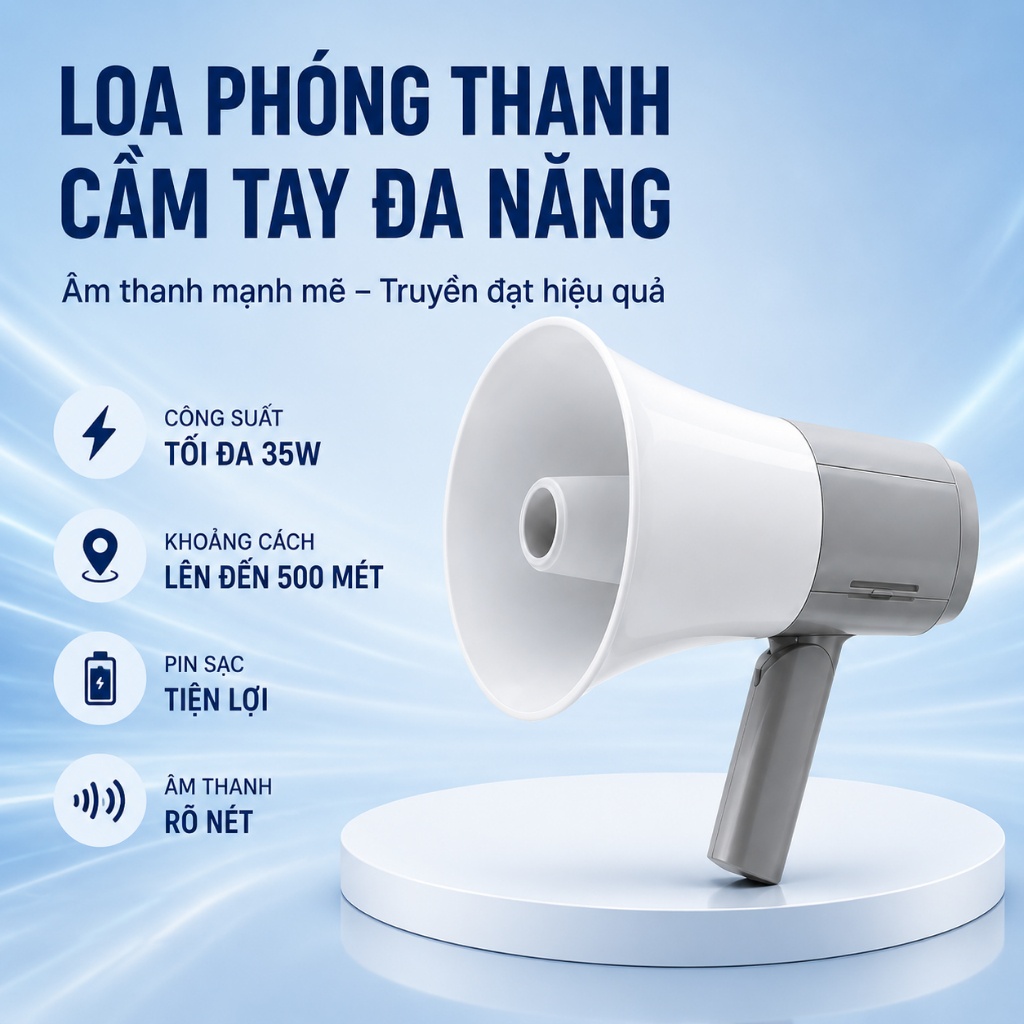 Loa Phóng Thanh Cầm Tay Đa Năng Bluetooth 918L Thu Âm Phát Lại, Hỗ Trợ USB, Thẻ Nhớ