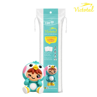 Combo 3 Gói Bông Tẩy Trang Vuông 3D VICTOTAL 150 Miếng/gói bông tẩy trang Cotton 2 Mặt Sạch Sâu Dịu Nhẹ Cho Da Nhạy Cảm