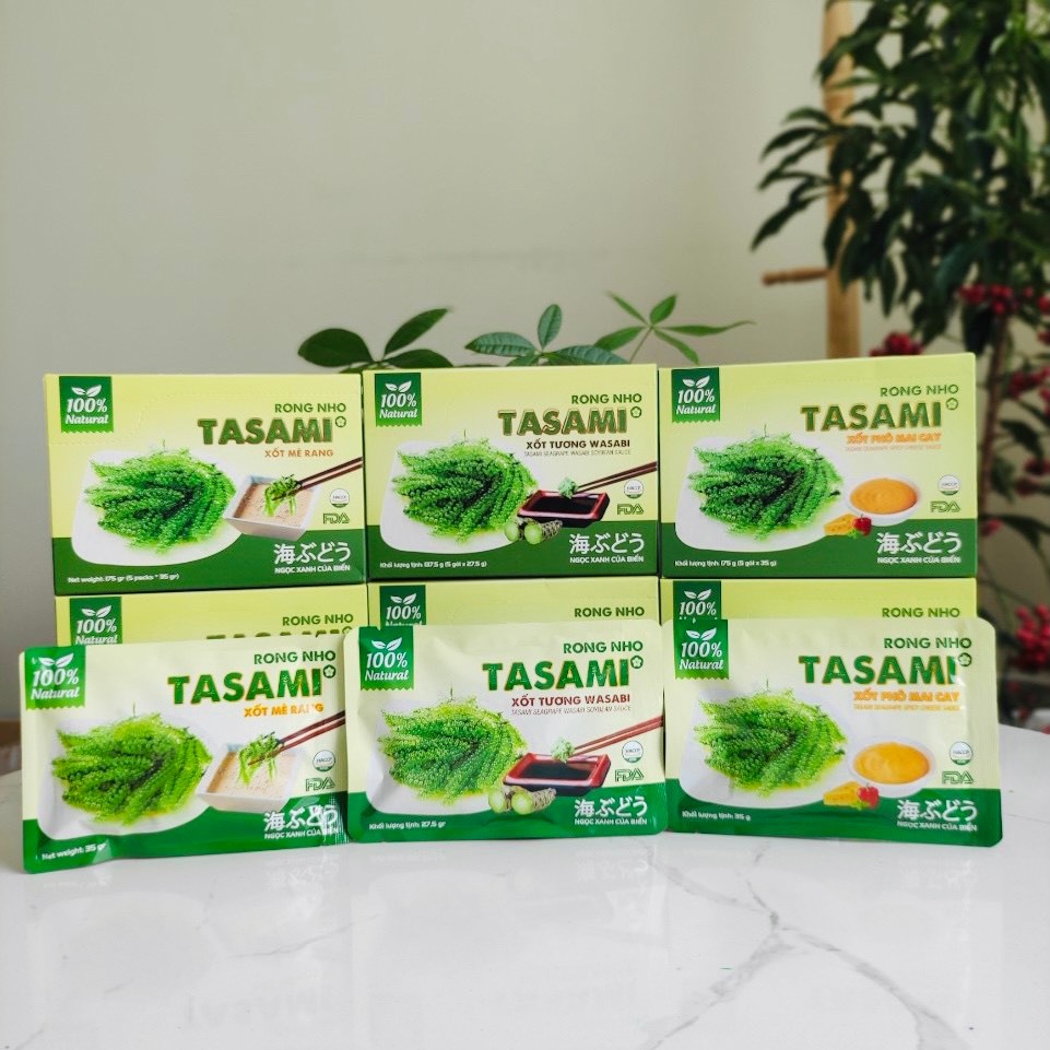 [GÓI DÙNG THỬ] Rong Nho Tách Nước Tasami Giòn Rụm Đủ Vị Xốt (20g - 35g) - Công Nghệ Nhật, Nở Gấp 3 Lần