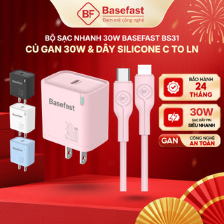 Bộ Sạc Nhanh 30W Basefast B31 GaN Củ Sạc Mini Chống Quá Tải Nhiệt Cho X/Xs/11/12/13/14 Pro