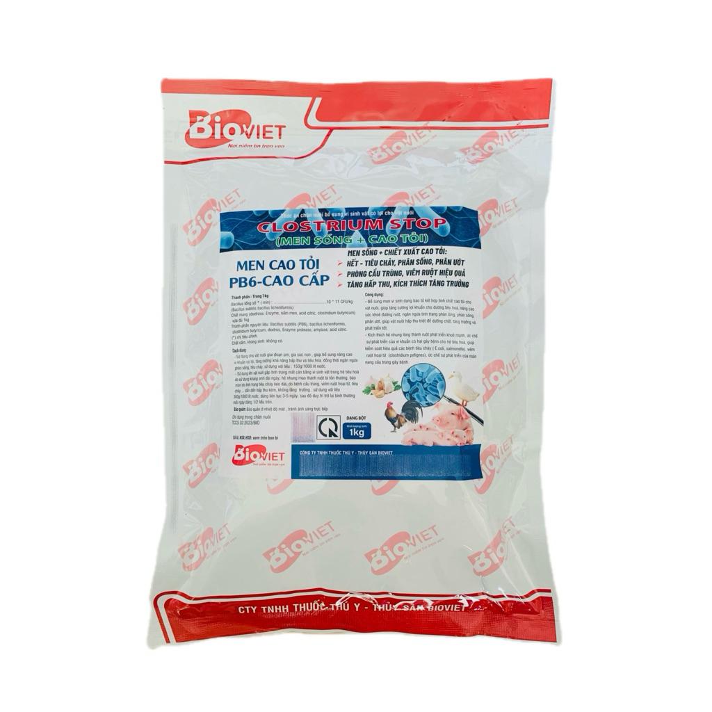 CLOSTRIUM STOP 1KG – Men Sống PB6 + Cao Tỏi Cho Heo, Gà, Vịt | Hỗ Trợ Tiêu Hóa, Tăng Hấp Thu