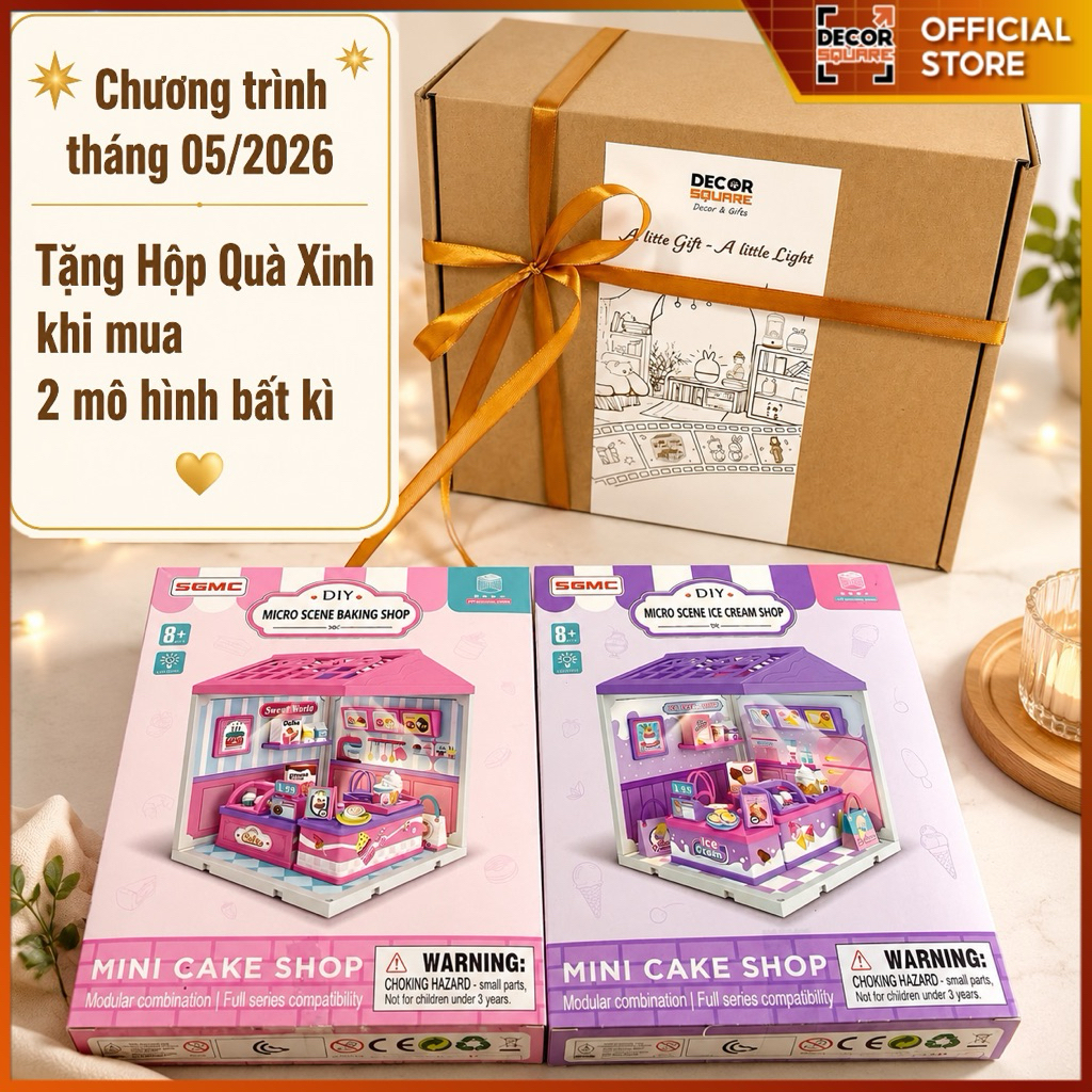 [FULL PHỤ KIỆN - TẶNG PIN & KEO] Mô Hình Lắp Ghép Cửa Hàng Mini DIY Có Đèn LED - Quà Tặng Cao Cấp