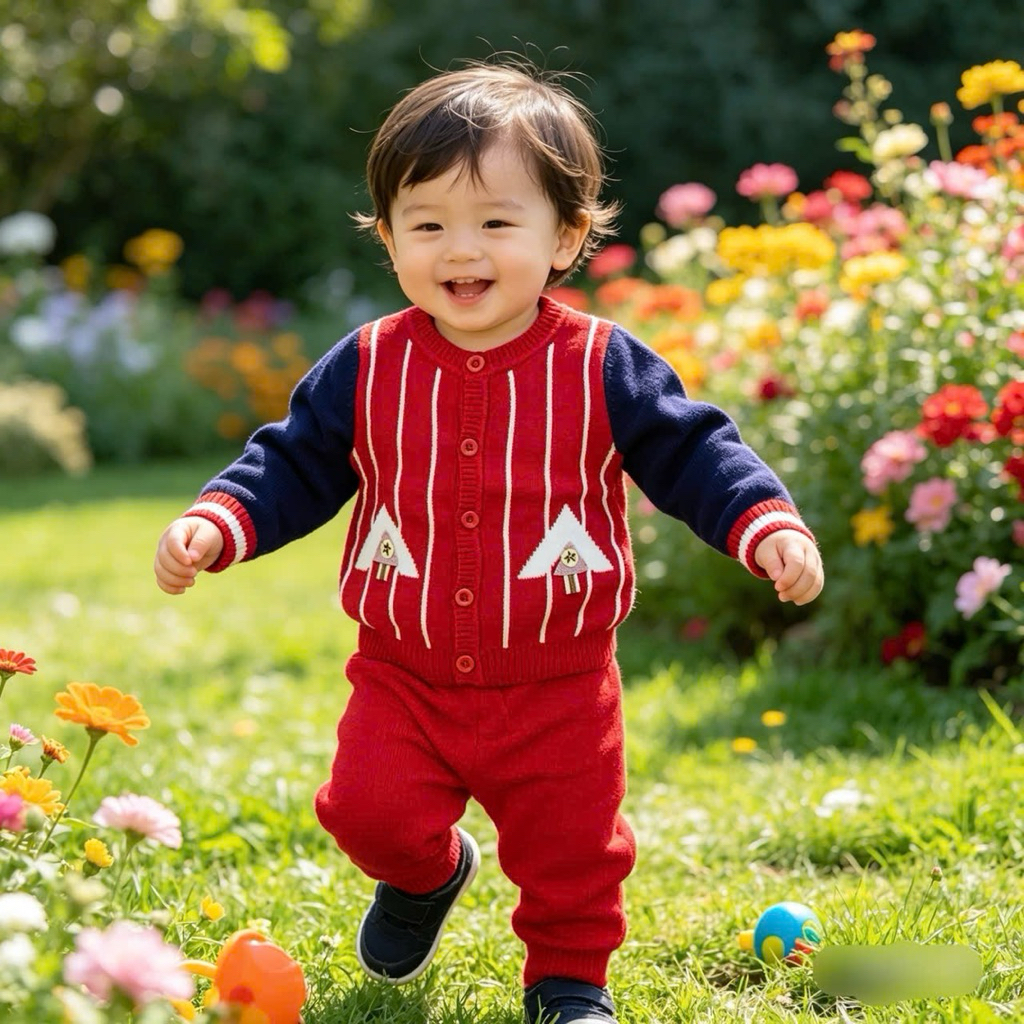 Bộ quần áo len trẻ em C6037 (1–5/6Y form nhỏ) bé trai bé gái – len cao cấp C6084 L001