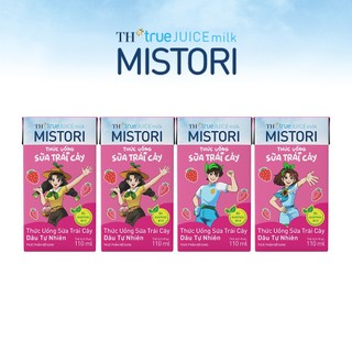Thùng Thức uống Sữa trái cây TH true JUICE milk MISTORI Dâu tự nhiên 110 ml x 48 Hộp