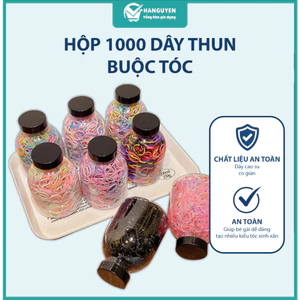 Hộp 1000 dây thun buộc tóc cao su nhiều màu co giãn tốt dùng cho bé gái tiện dụng