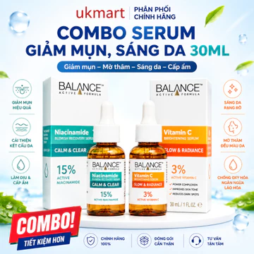 Combo Serum Giảm Thâm Và Làm Sáng Da Niacinamide+ VitaminC Balance Active Formula 30ml/ chai