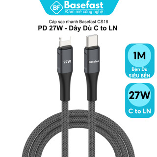 Cáp Sạc Nhanh 20W Basefast Bọc Dù Dài 1/2M Siêu Bền Chống Gãy Cho Xr/Xs Max/11/12/13/14