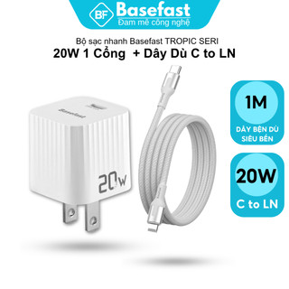 Combo Bộ Sạc Nhanh 20W Basefast Củ Sạc PD20W Nhỏ Gọn Dây Dù Siêu bền Cho 11 12 13 14 promax