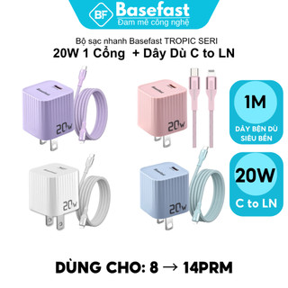 Combo Bộ Sạc Nhanh 20W Basefast Củ Sạc PD20W Nhỏ Gọn Dây Dù Siêu bền Cho 11 12 13 14 promax