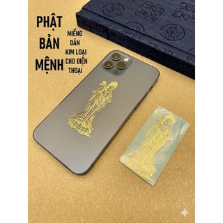 Miếng Dán Điện Thoại Phật Bản Mệnh Kim Loại Dán Lưng Điện Thoại 12 Con Giáp Mạ Vàng Sticker May Mắn Tài Lộc Trang Trí Vỏ