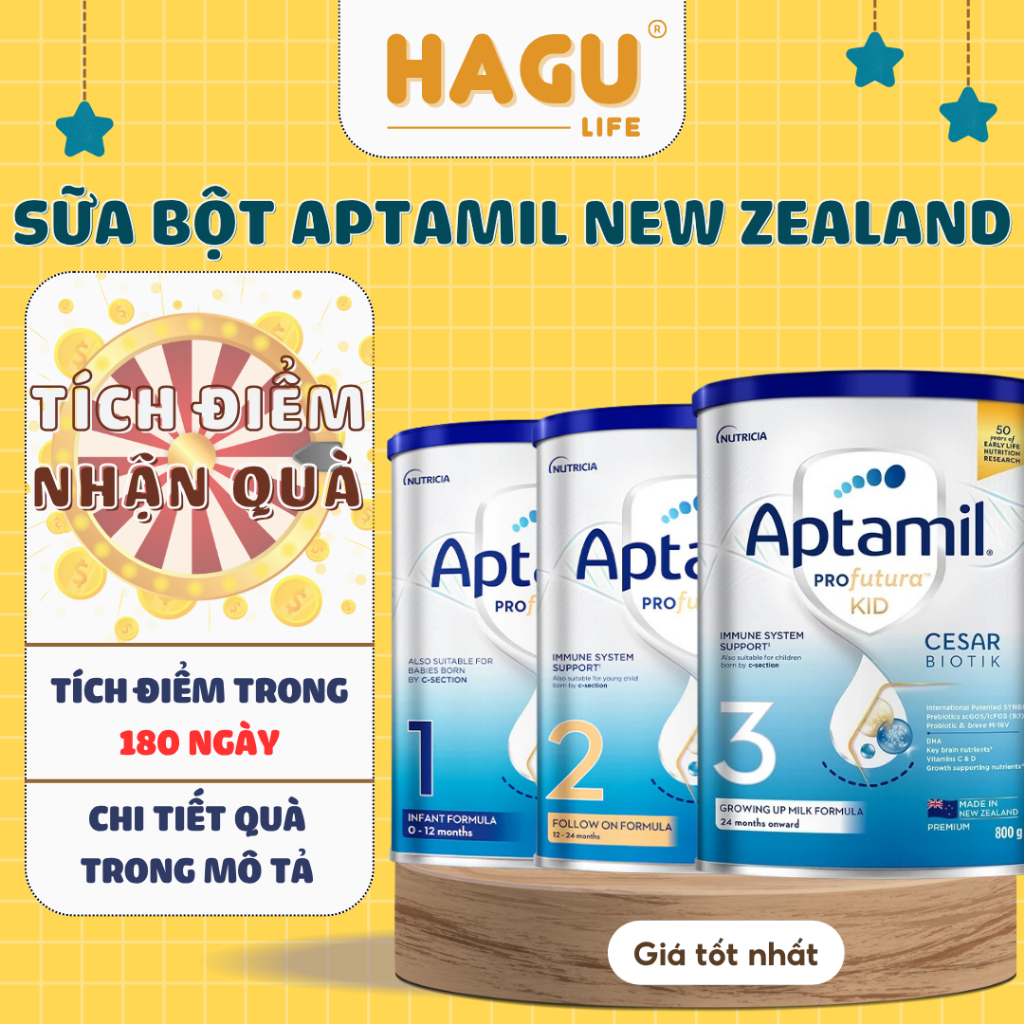 Sữa bột Aptamil Profutura Cesarbiotik New Zealand đủ số, số 1, số 2, số 3 - Synbiotic độc quyền