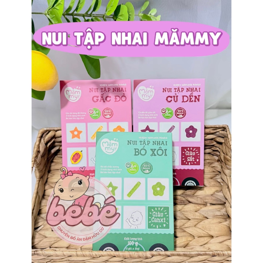 Nui Mămmy mini ăn dặm, nui rau củ rau hữu cơ cho bé từ 6 tháng tuổi