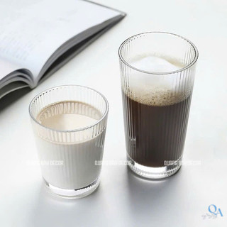 BỘ 6 LY Thủy Tinh KẺ SỌC MIỆNG LOE Chịu Nhiệt Cao Cấp | Cốc Uống Nước, Cà Phê, Sinh Tố, Soda, DECOR
