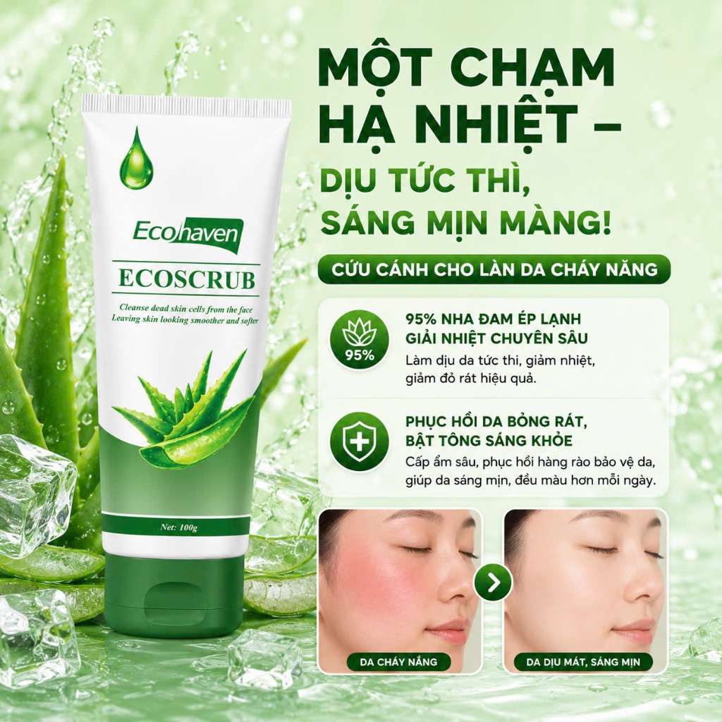 Gel Tẩy Da Chết Nha Đam 100ML Cho Da Nhạy Cảm – Làm Sạch Nhẹ Nhàng, Dưỡng Ẩm, Hỗ Trợ Sáng Da
