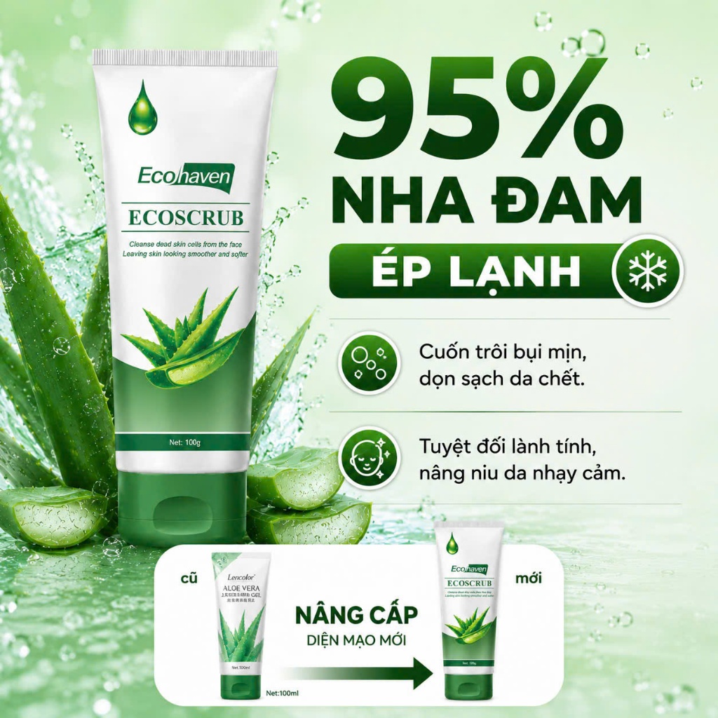 Gel Tẩy Da Chết Nha Đam 100ML Cho Da Nhạy Cảm – Làm Sạch Nhẹ Nhàng, Dưỡng Ẩm, Hỗ Trợ Sáng Da
