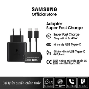 Samsung 45w Sạc nhanh Type C tương thích với Samsung dây sạc nhanh type c AGV bảo hành 12 tháng