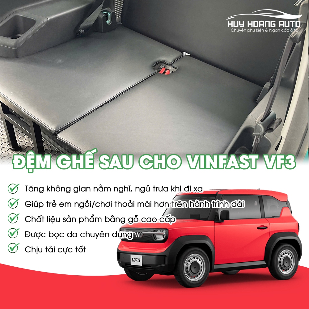 Đệm Ghế Sau Cho Xe Vinfast VF3 V3 Tăng Không Gian Hàng Ghế Sau Thành Giường Nghỉ Cao Cấp Tiện Lợi