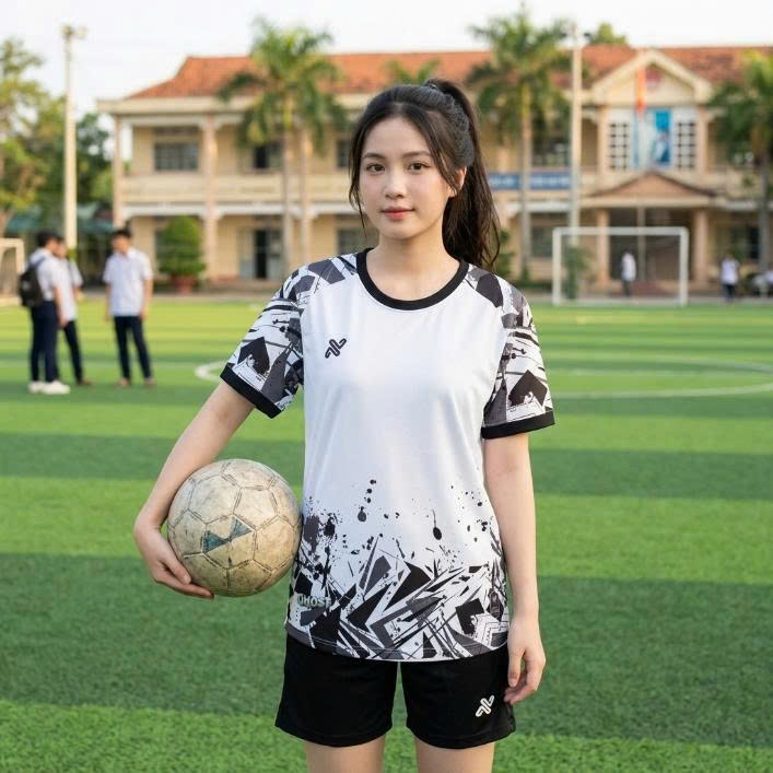 Bộ quần áo bóng đá a mác Ghost  Đen  in tên số theo yêu cầu-Áo bóng đá,đồ đá banh chất liệu thun, mè