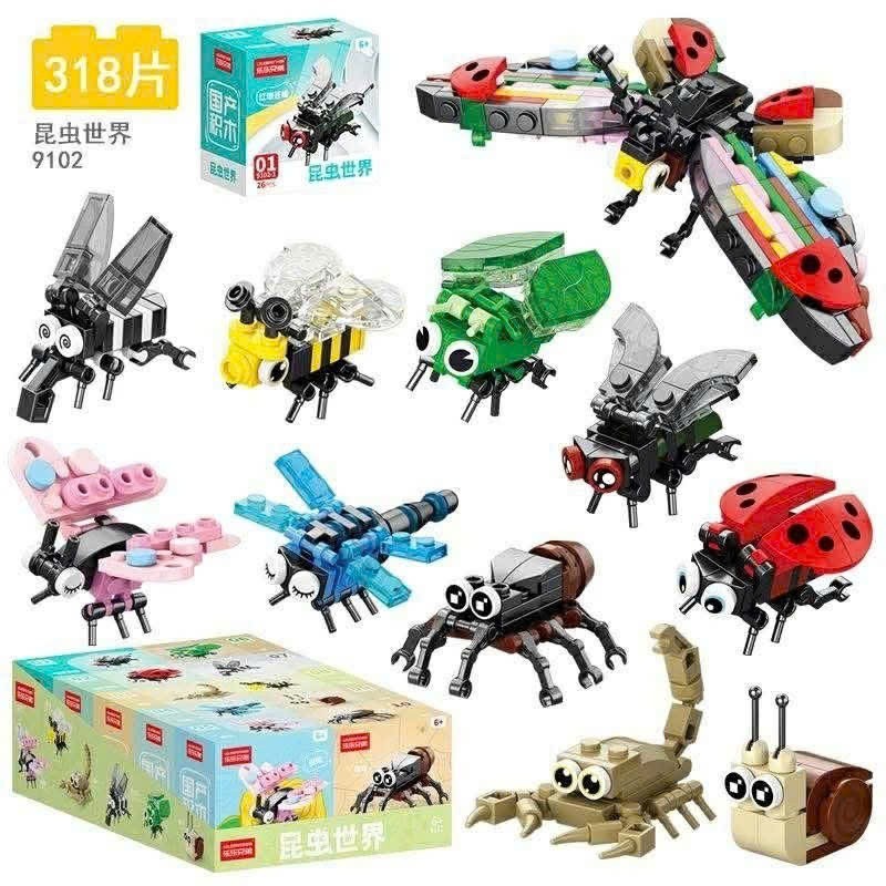 lắp ráp mô hình các loài động vật phương tiện 10hop nhỏ gộp lại ghép thành 1 hình lớn