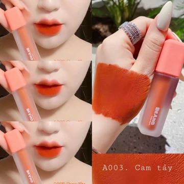 Son môi Beana màu cam tây, cam cháy siêu sang chảnh, chất son velvet Korea cực sịn, mịn, lì lâu trôi không chì, màu đẹp