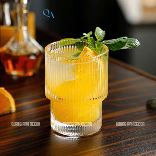 BỘ 6 LY Thuỷ Tinh Hoạ TIẾT VÂN SỌC 2 TẦNG Cao Cấp HOT SUMMER | Cốc Thủy Tinh Đẹp Uống Cà Phê, Matcha