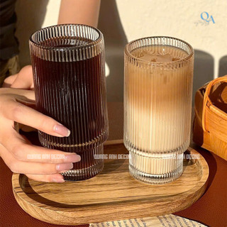 BỘ 6 LY Thuỷ Tinh Hoạ TIẾT VÂN SỌC 2 TẦNG Cao Cấp HOT SUMMER | Cốc Thủy Tinh Đẹp Uống Cà Phê, Matcha