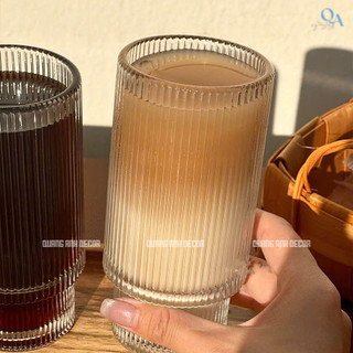 BỘ 6 LY Thuỷ Tinh Hoạ TIẾT VÂN SỌC 2 TẦNG Cao Cấp HOT SUMMER | Cốc Thủy Tinh Đẹp Uống Cà Phê, Matcha