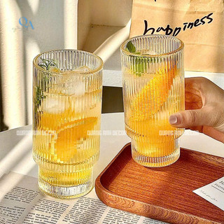 BỘ 6 LY Thuỷ Tinh Hoạ TIẾT VÂN SỌC 2 TẦNG Cao Cấp HOT SUMMER | Cốc Thủy Tinh Đẹp Uống Cà Phê, Matcha