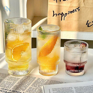 BỘ 6 LY Thuỷ Tinh Hoạ TIẾT VÂN SỌC 2 TẦNG Cao Cấp HOT SUMMER | Cốc Thủy Tinh Đẹp Uống Cà Phê, Matcha