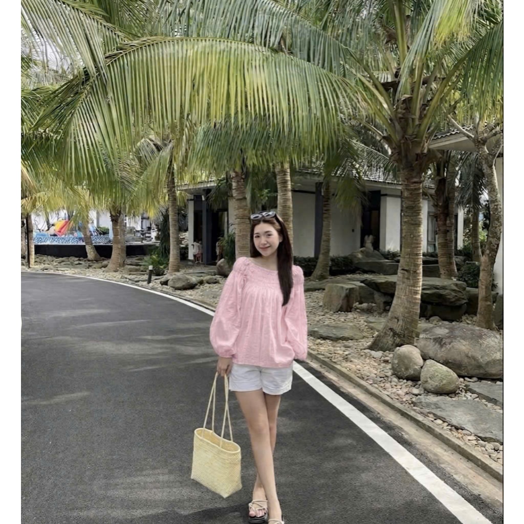 𝗖𝗮𝗺 𝗟𝗶𝗻𝗲𝗻  - Áo Linen tơ cổ tròn tay dài