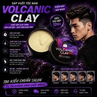 Sáp Vuốt Tóc Volcanic Clay Phiên Bản Nắp Nhựa Giữ Nếp Siêu Lâu Chuẩn Salon Hương Thơm Nam Tính