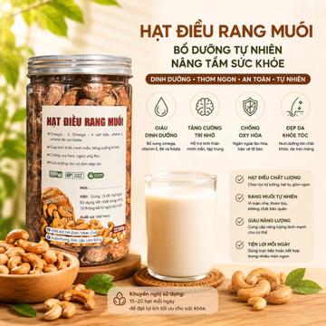 500gr Hạt điều rang muối size A cồ Bình Phước siêu dinh dưỡng, chỉ rang với 1% muối, hạt béo bùi, ăn kiêng-healthy-keto
