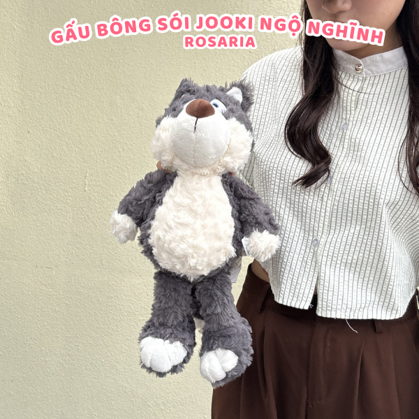 Gấu Bông Sói xám Jooki Cao Cấp. Thú bông con Sói làm quà tặng đáng yêu 40cm - GẤU BÔNG XINH ROSARIA