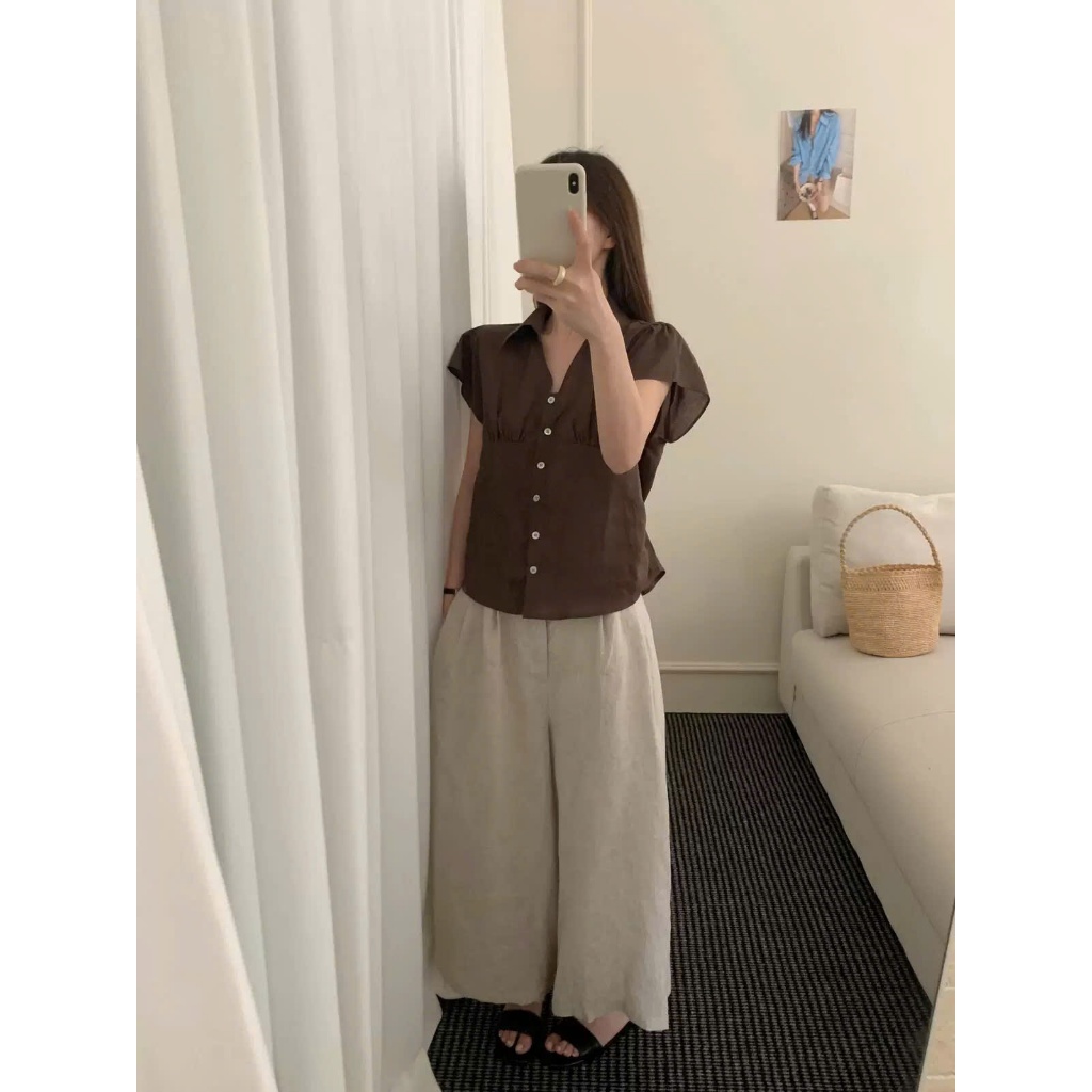 𝗔𝗱𝗮𝗺  - Áo Linen TƯNG PRE thắt eo sau
