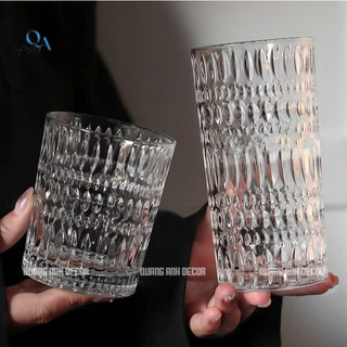BỘ 6 LY Thuỷ tinh KẺ SỌC NHẬT BẢN CAO CẤP| Cốc Uống Soda, Cacao, Sinh Tố, Cà Phê Phong Cách Hiện Đại