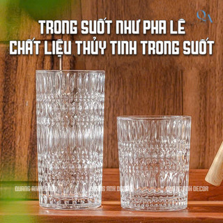BỘ 6 LY Thuỷ tinh KẺ SỌC NHẬT BẢN CAO CẤP| Cốc Uống Soda, Cacao, Sinh Tố, Cà Phê Phong Cách Hiện Đại