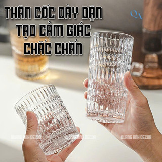 BỘ 6 LY Thuỷ tinh KẺ SỌC NHẬT BẢN CAO CẤP| Cốc Uống Soda, Cacao, Sinh Tố, Cà Phê Phong Cách Hiện Đại