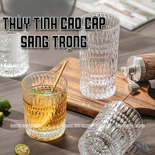 BỘ 6 LY Thuỷ tinh KẺ SỌC NHẬT BẢN CAO CẤP| Cốc Uống Soda, Cacao, Sinh Tố, Cà Phê Phong Cách Hiện Đại