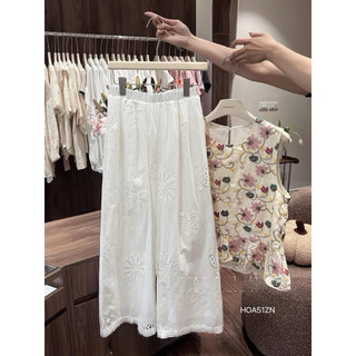 LOU BAE| Set Đồ Nữ Chất Thô Gồm Áo Ba Lỗ Hoa Kèm Quần Xuông