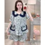 Sét bộ pyjama bèo 3 nơ, chất đũi vân mây mềm mát TN01