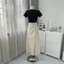 Set Áo Zip Đen Mix Chân Váy Đũi Dáng Dài Hàng 2 Lớp (chân váy dài 85cm )