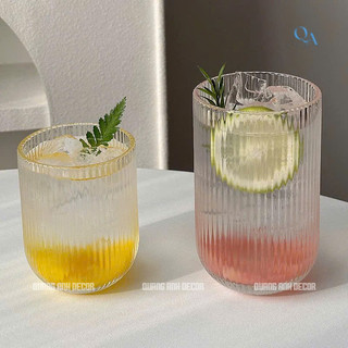 BỘ 6 LY Thuỷ Tinh ĐÁY BẦU KẺ SỌC CHỊU NHIỆT | Phong Cách DECOR Sang Trọng, Chất Liệu Dày Dặn Cao Cấp