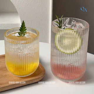 BỘ 6 LY Thuỷ Tinh ĐÁY BẦU KẺ SỌC CHỊU NHIỆT | Phong Cách DECOR Sang Trọng, Chất Liệu Dày Dặn Cao Cấp